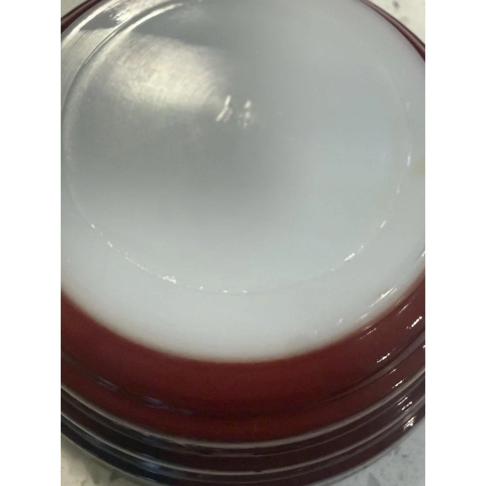 Hazel Atlas Moderntone Burgundy Rimless Low Berry Bowl 4 3/4